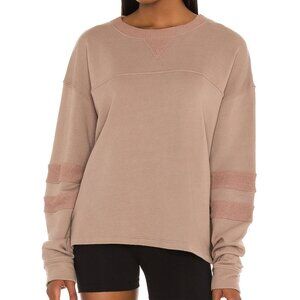 Year of Ours Tan Boxy Long Sleeve Varsity Sweater S